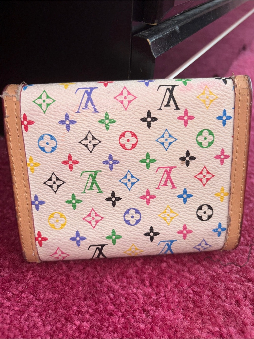 Louis Vuitton White Multicolor Monogram Trifold Wallet with Tan Trim - Picture 3 of 5